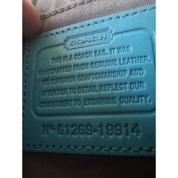 Coach Legacy Penny Crossbody Bag 19914 Turquoise Blue Leather Tassel Turnlock - Picture 6 of 7